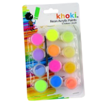 Neon Acrylic Paint Set - 12 Piece + Paint Brush